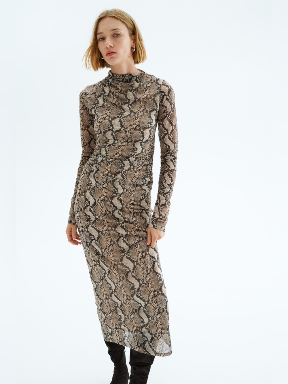 H & M Beige Snakeskin Jersey Dress, BNWT, size L